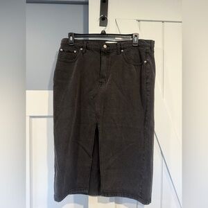 Abercrombie & Fitch Black Denim Midi Skirt